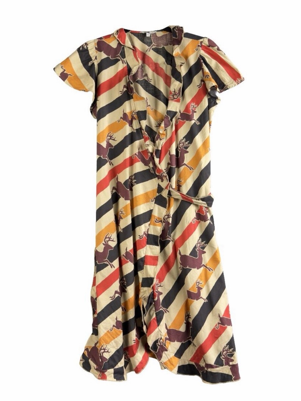L.L. Bean signature 100% silk deer Reindeer dress